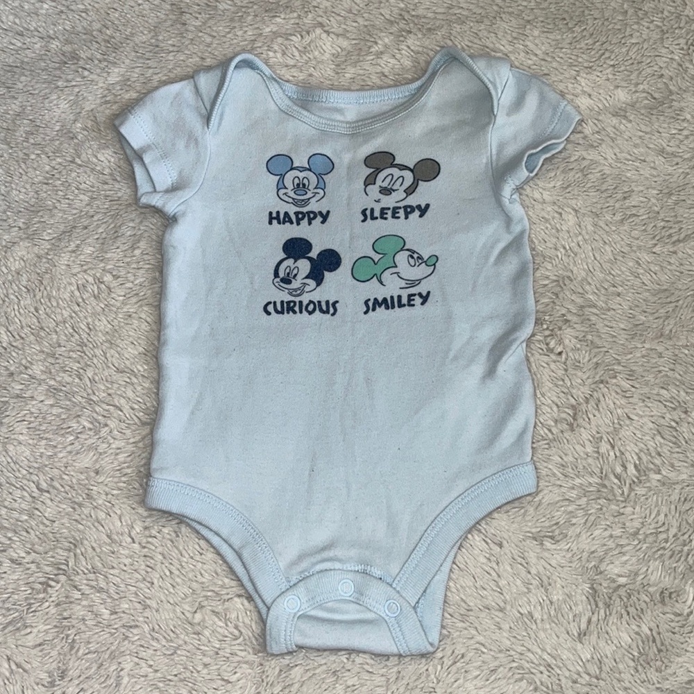 Disney 0-3 month blue Mickey Mouse bodysuit